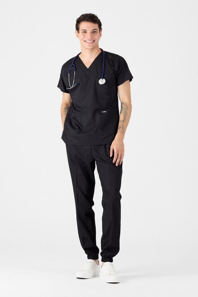 Siyah Paça Lastikli Likralı Takım