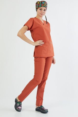 Kiremit Rengi Cerrahi Üniforma Takım