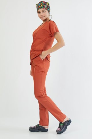 Kiremit Rengi Cerrahi Üniforma Takım