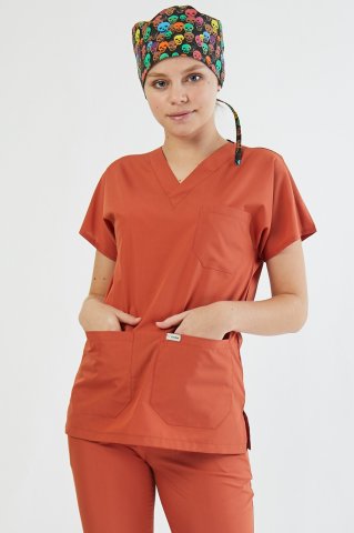 Kiremit Rengi Cerrahi Üniforma Takım