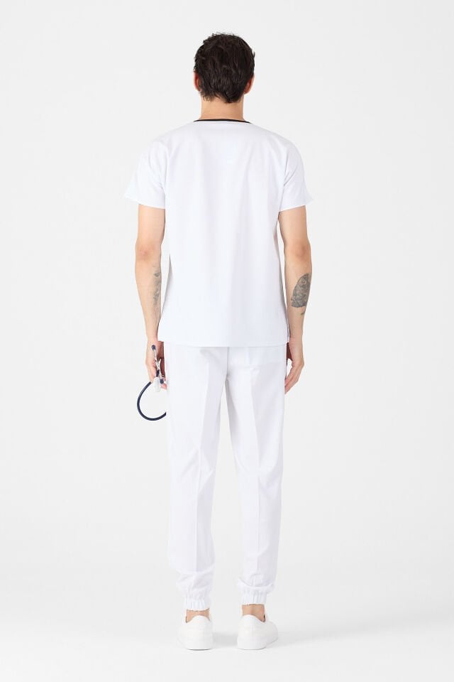 Beyaz Paça Lastikli Likralı Takım