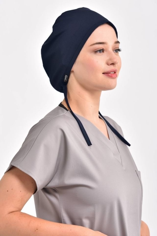 Koyu Lacivert Likralı Cerrahi Bone - Owlet Medikal