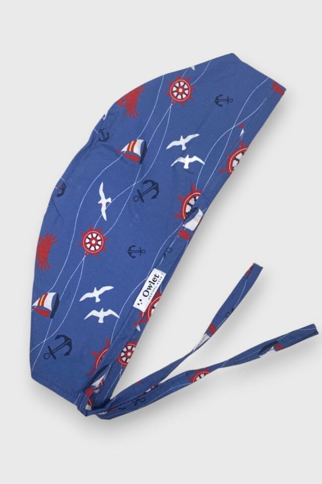 Gemi Desenli Mavi Cerrahi Erkek Bone