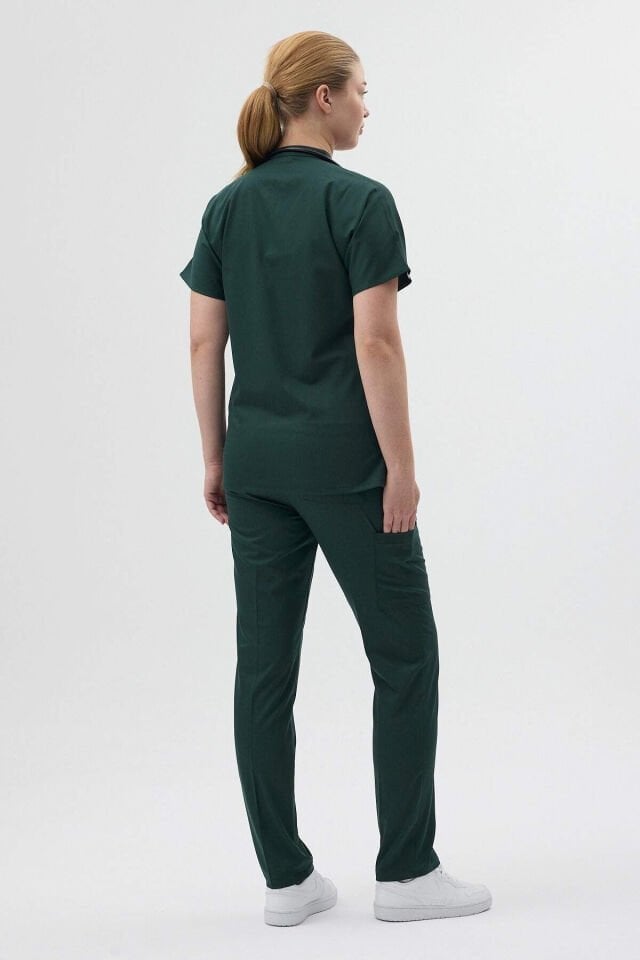 Lycra Emerald Green Surgical Uniform with Zipper Detail