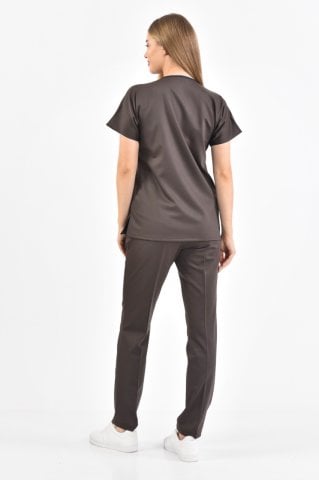 Çikolata Kahve Likralı Cerrahi Takım