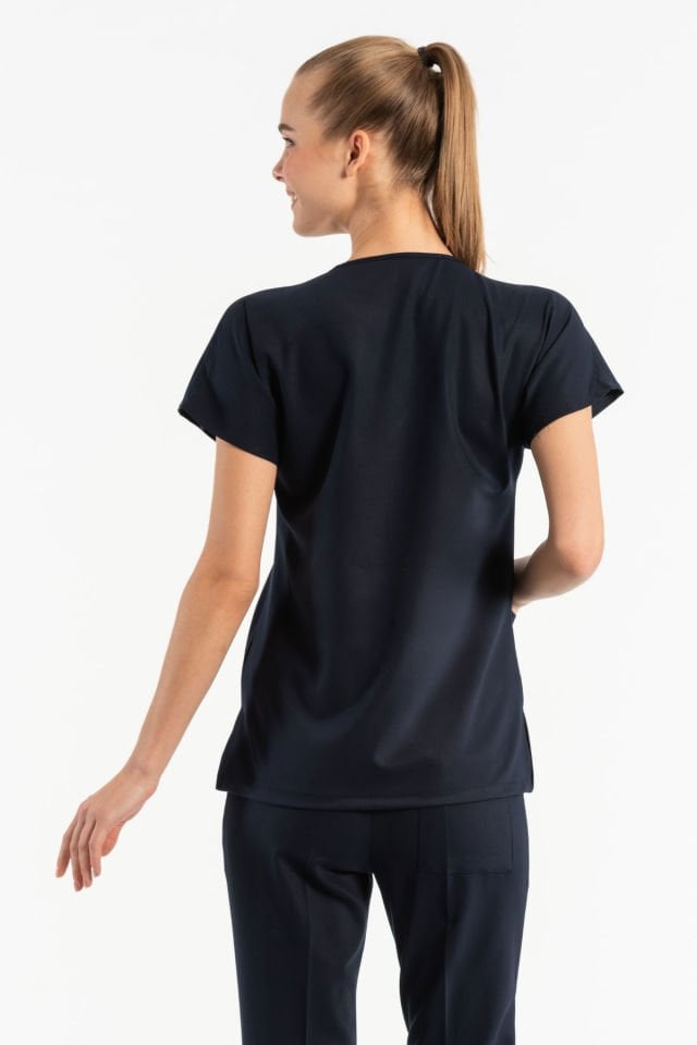 Likralı Koyu Lacivert Forma Üst