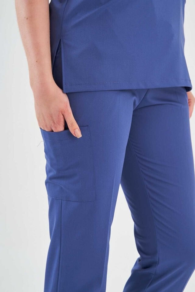 Likralı Morcivert Fermuar Detaylı Scrubs