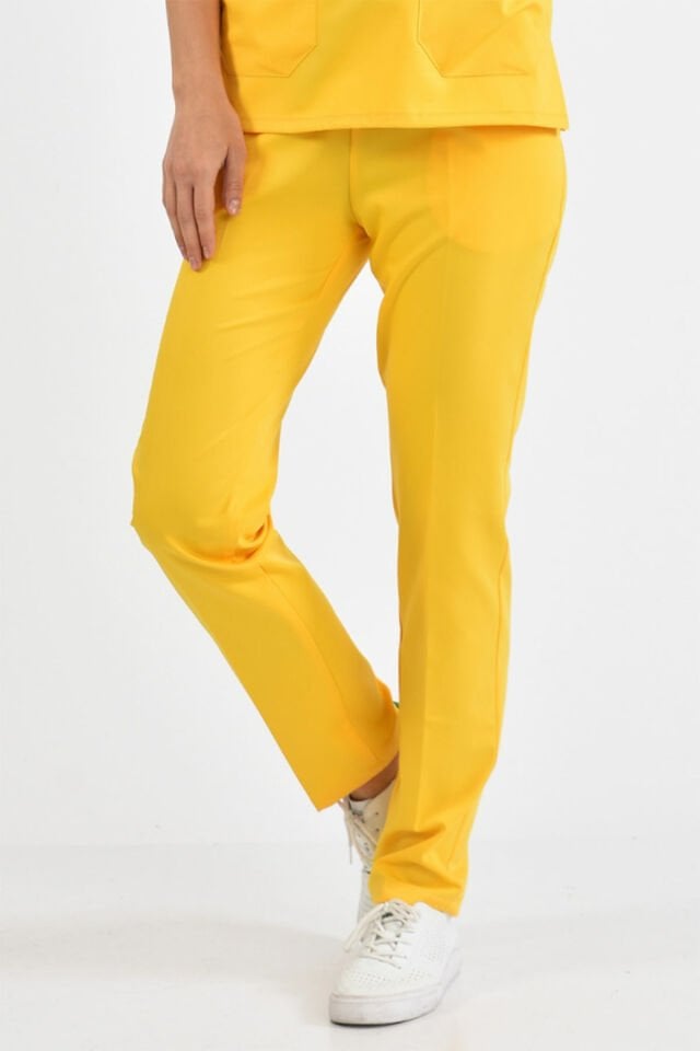 Likralı Sarı Cerrahi Pantolon