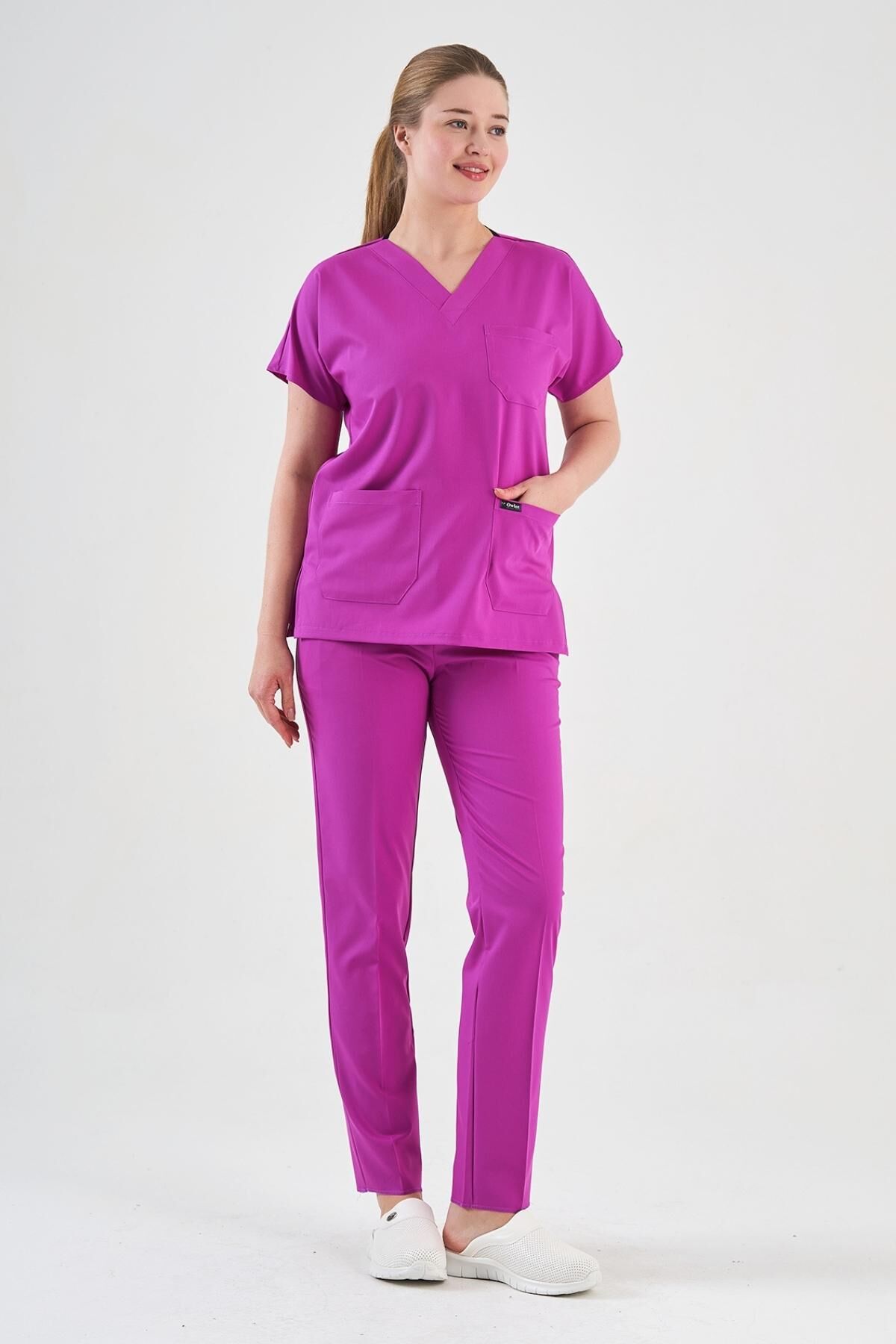 Fuşya Likralı Cerrahi Forma Takım