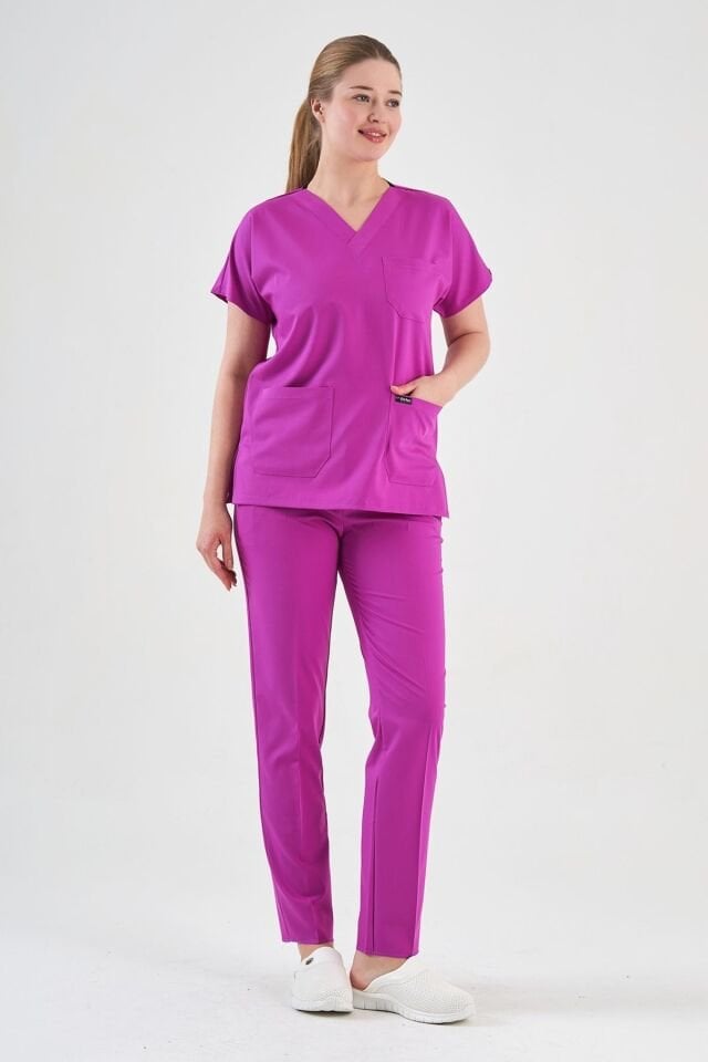 Fuşya Likralı Cerrahi Forma Takım