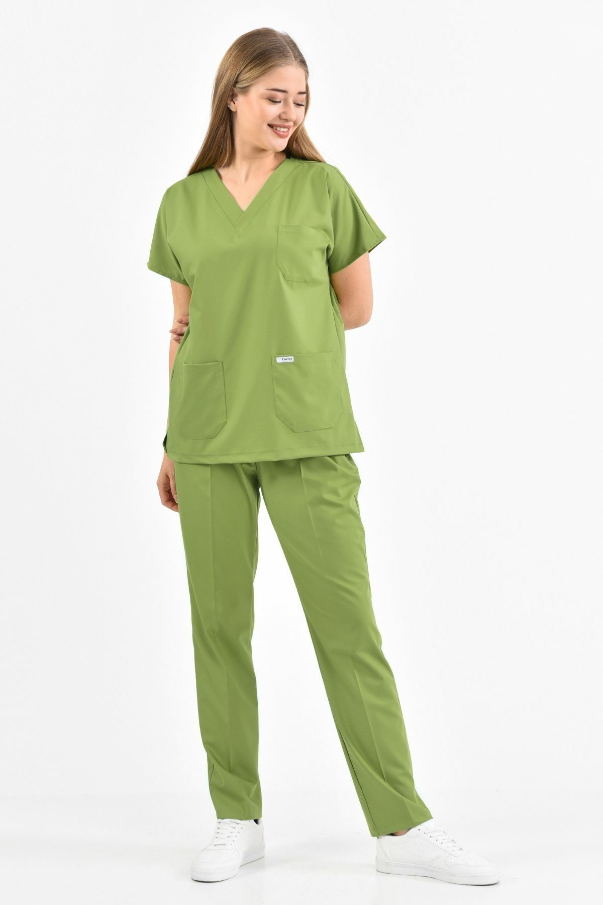 Fıstık Yeşili Likralı Cerrahi Takım