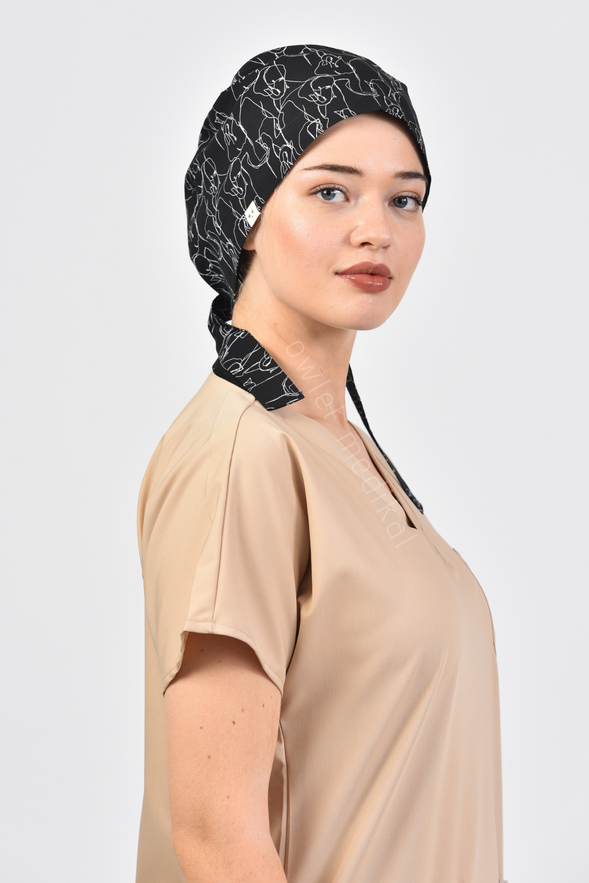 Elephant-Shaped Black Surgical Hijab Bonnet