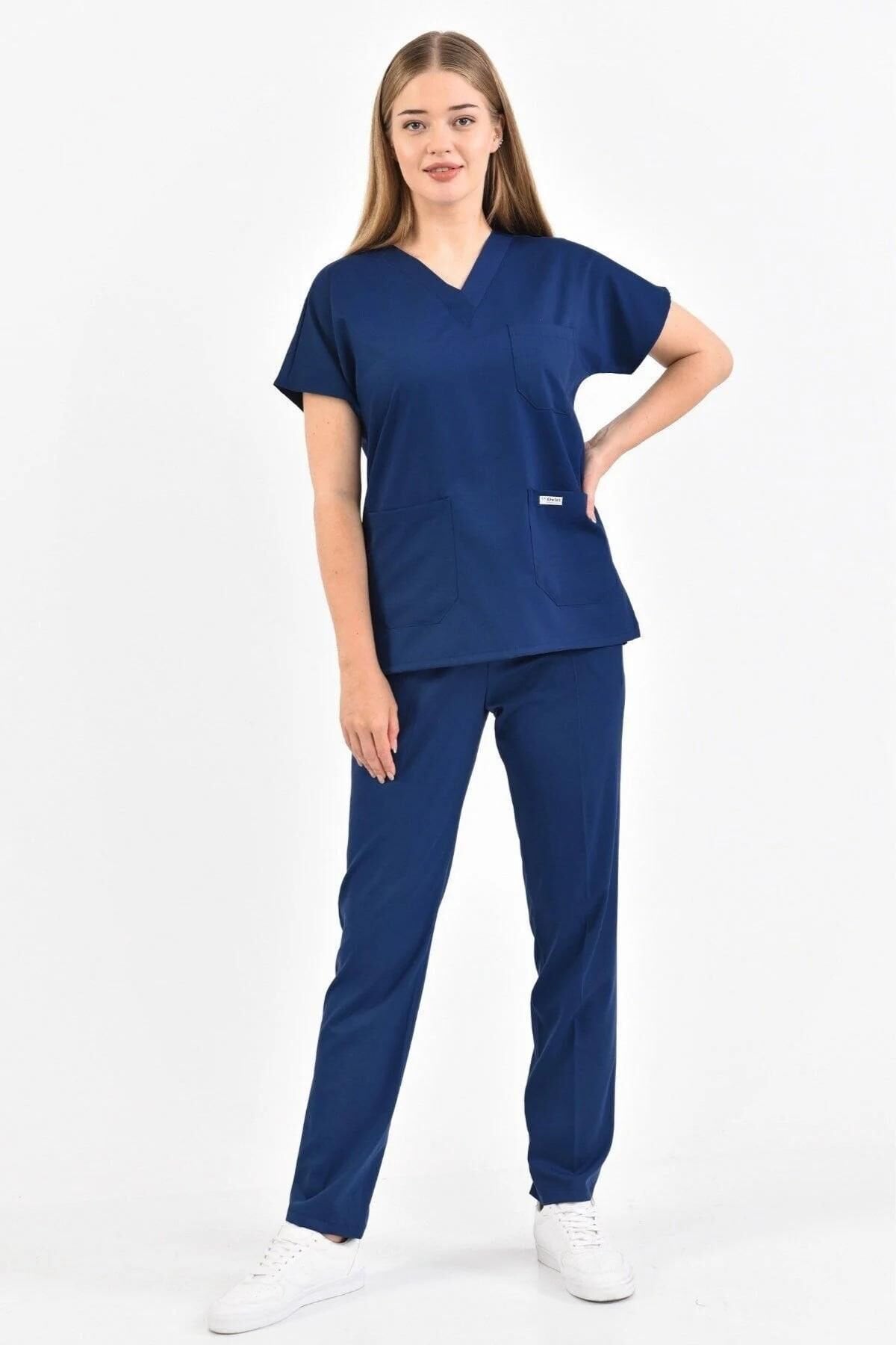 Lacivert Likralı Scrubs Forma