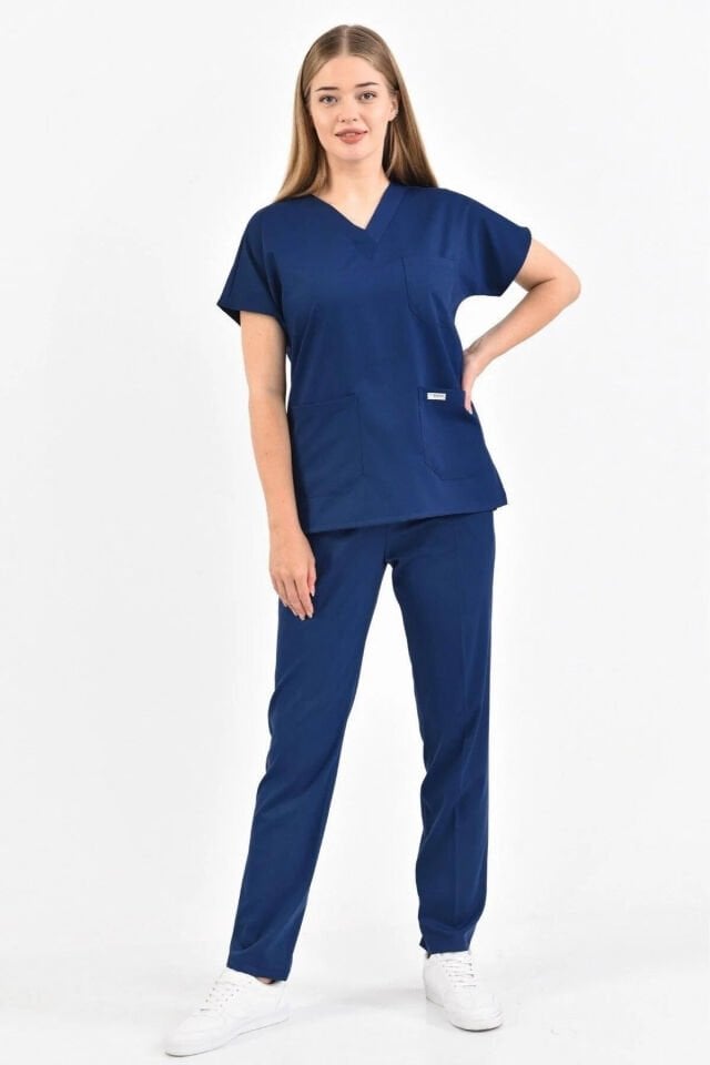 Lacivert Likralı Scrubs Forma