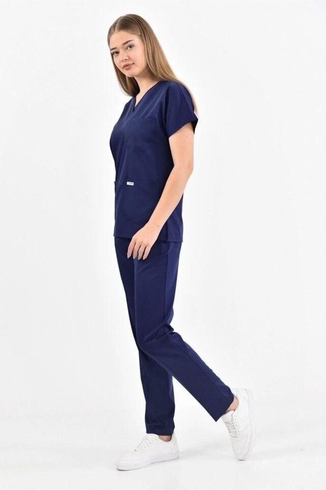 Lacivert - Patriot Blue Likralı Scrubs Forma - Owlet Medikal