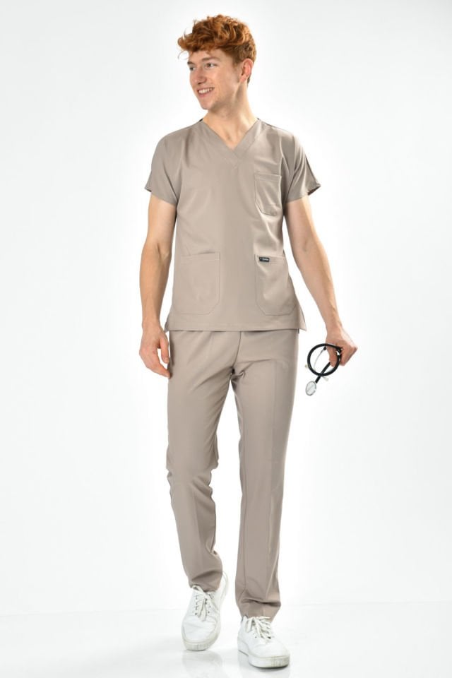 Likralı Açık Vizon Cerrahi Forma Takım