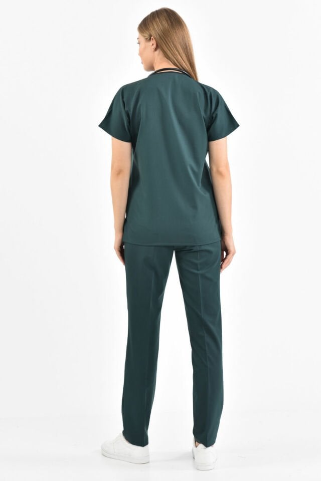 Likralı Zümrüt Yeşili Cerrahi Takım