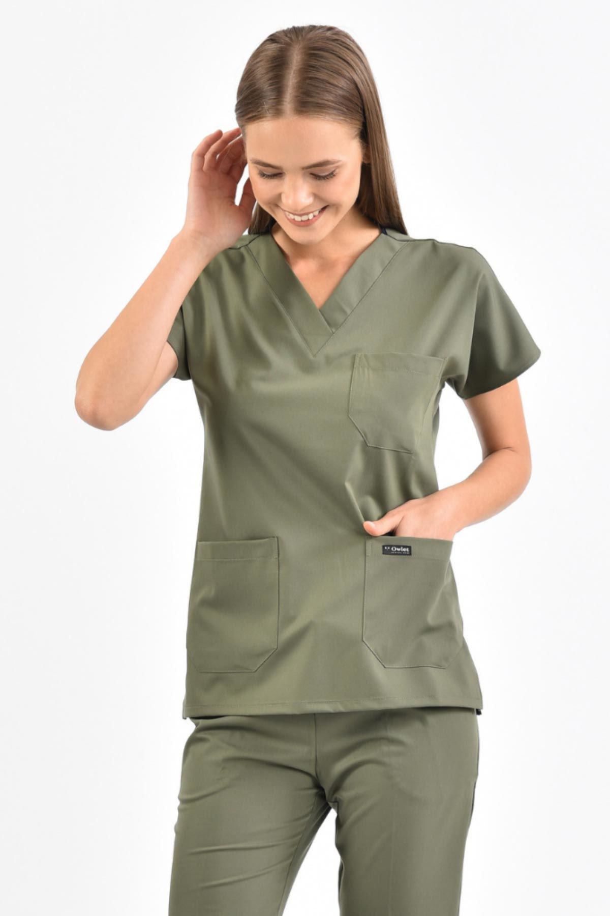 Asker Yeşili Likralı Cerrahi Üst