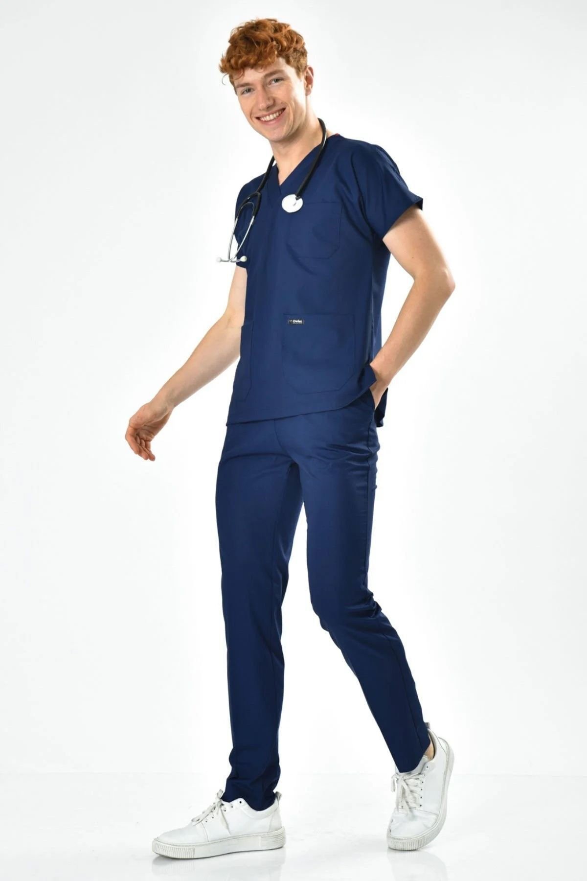 Lacivert Likralı Scrubs Forma