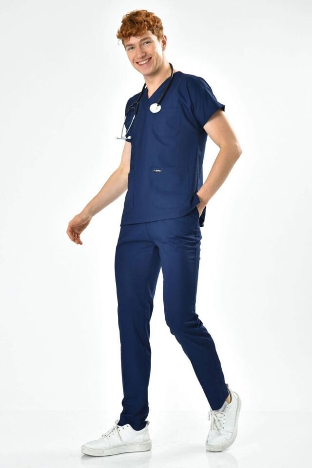 Lacivert Likralı Scrubs Forma