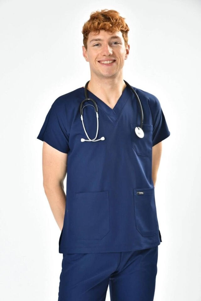Lacivert - Patriot Blue Likralı Scrubs Forma - Owlet Medikal