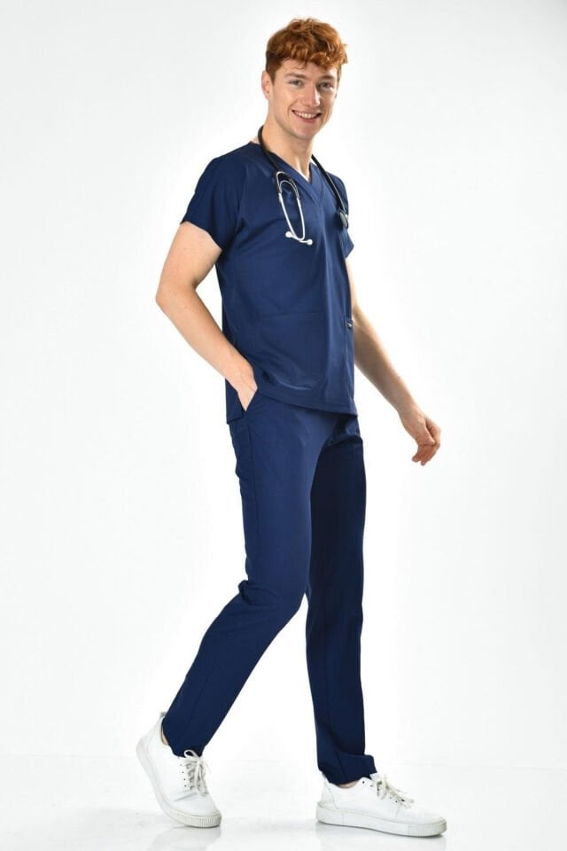 Lacivert Likralı Scrubs Forma