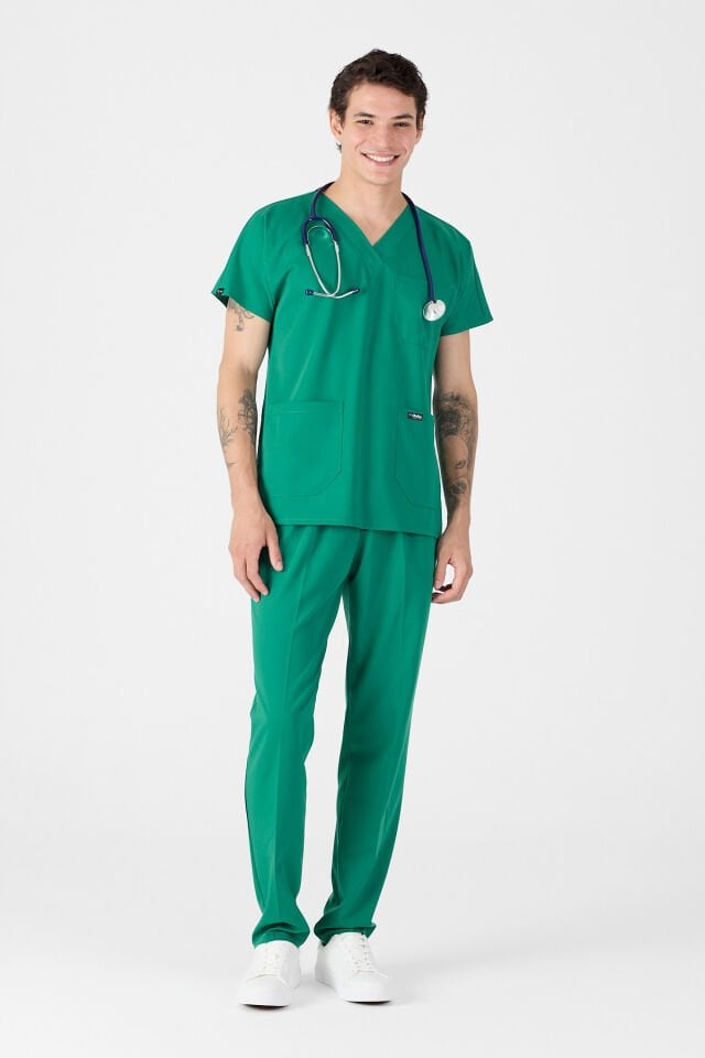 Likralı Cerrahi Yeşil Forma Takım