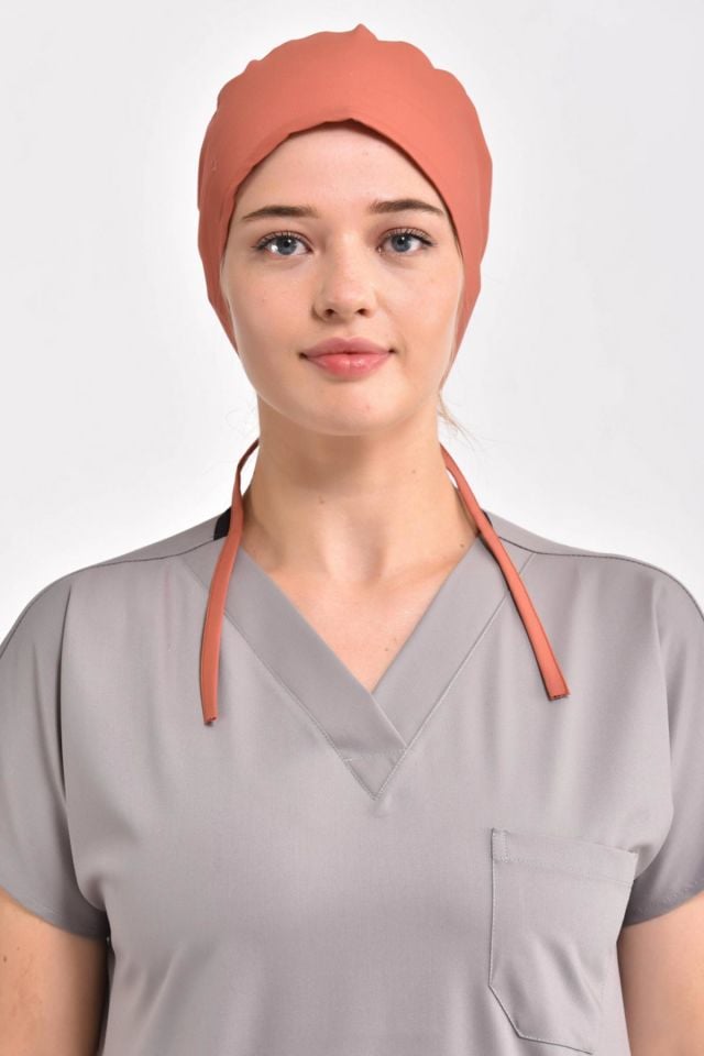Likralı Koyu Mercan Cerrahi Bone