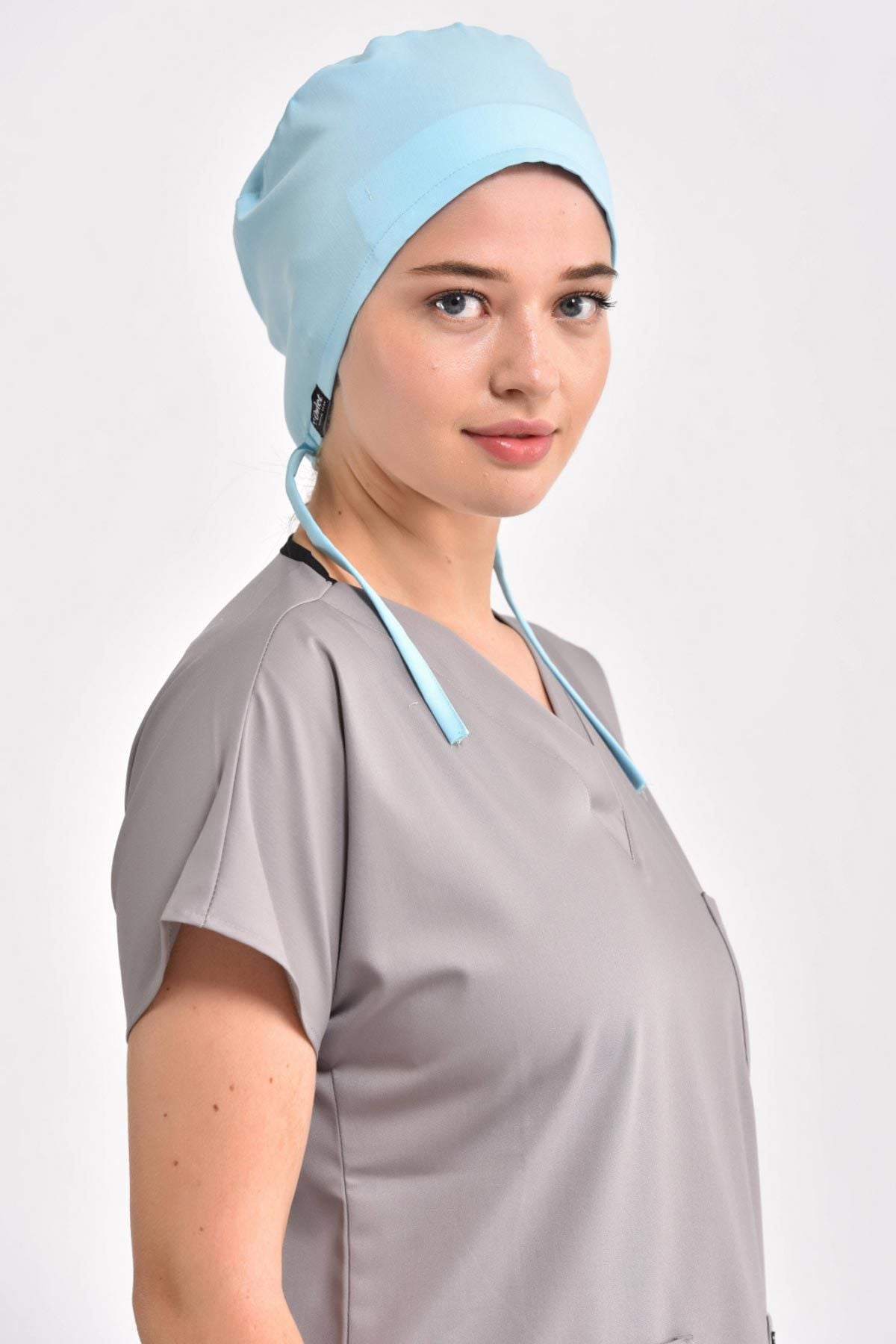 Likralı Buz Mavisi Cerrahi Bone