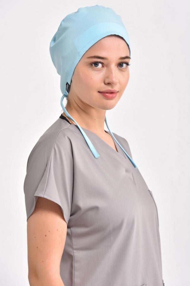 Likralı Buz Mavisi Cerrahi Bone