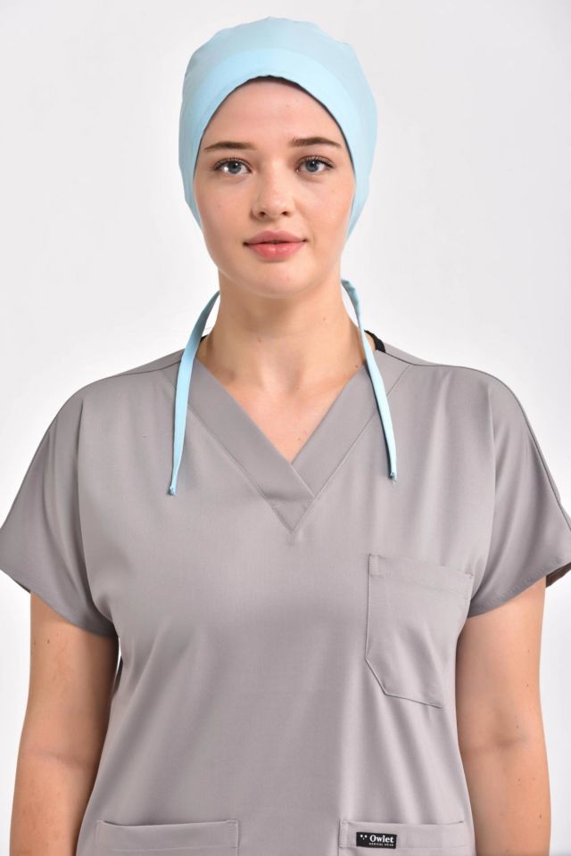 Likralı Buz Mavisi Cerrahi Bone