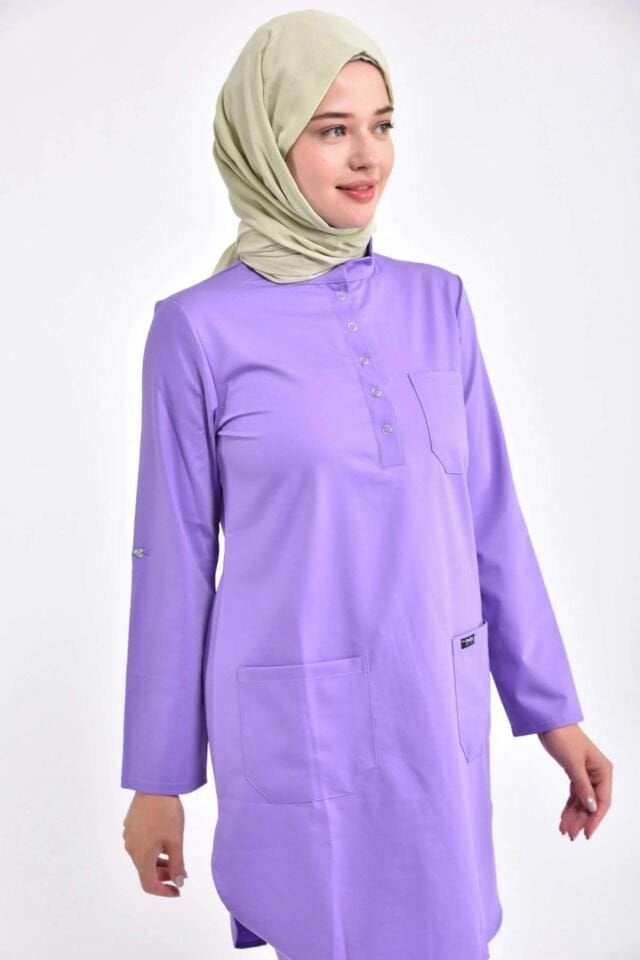 Lila Likralı Tesettür Üst