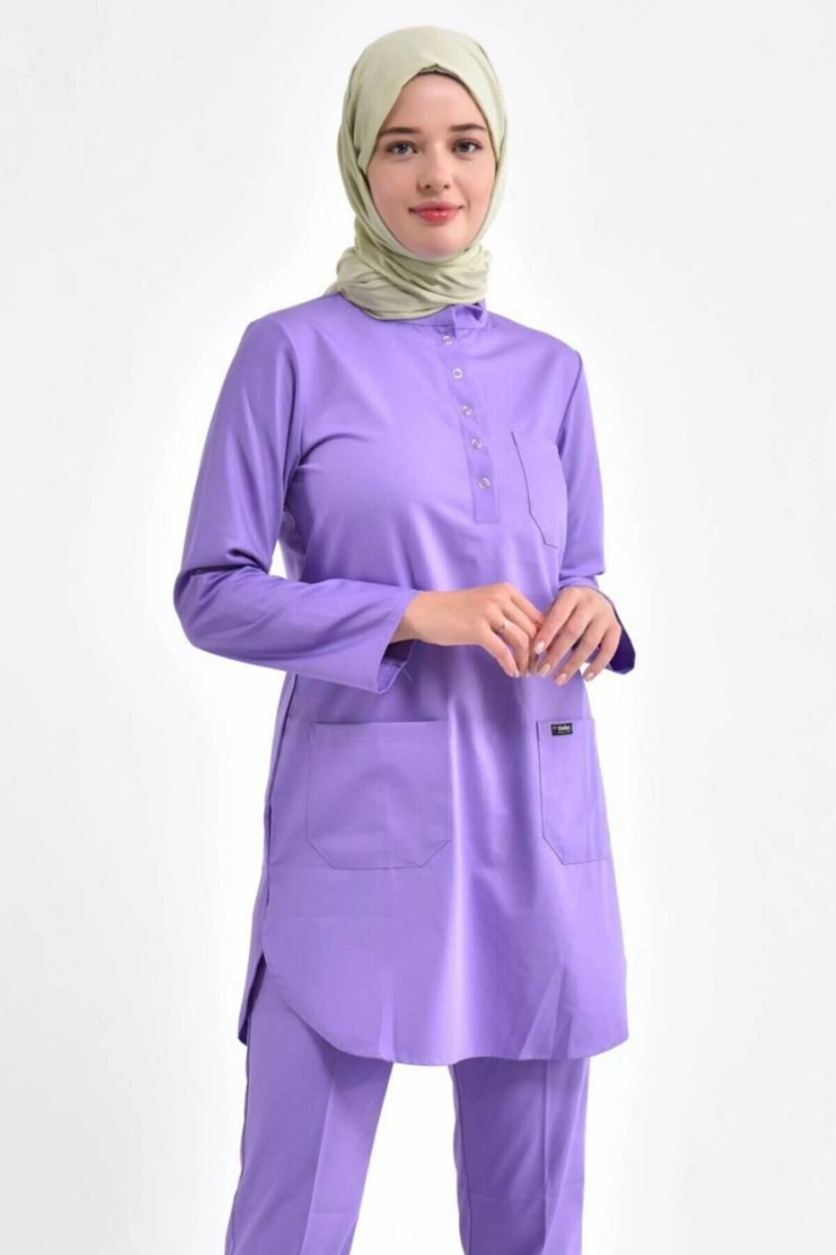 Lila Likralı Tesettür Üst