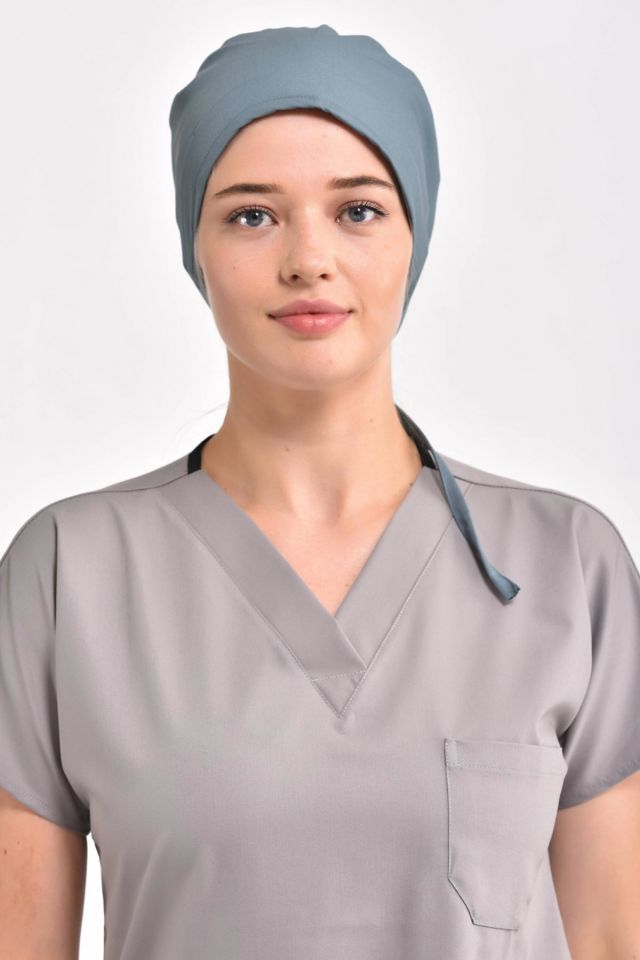Likralı Antrasit Mavi Cerrahi Bone