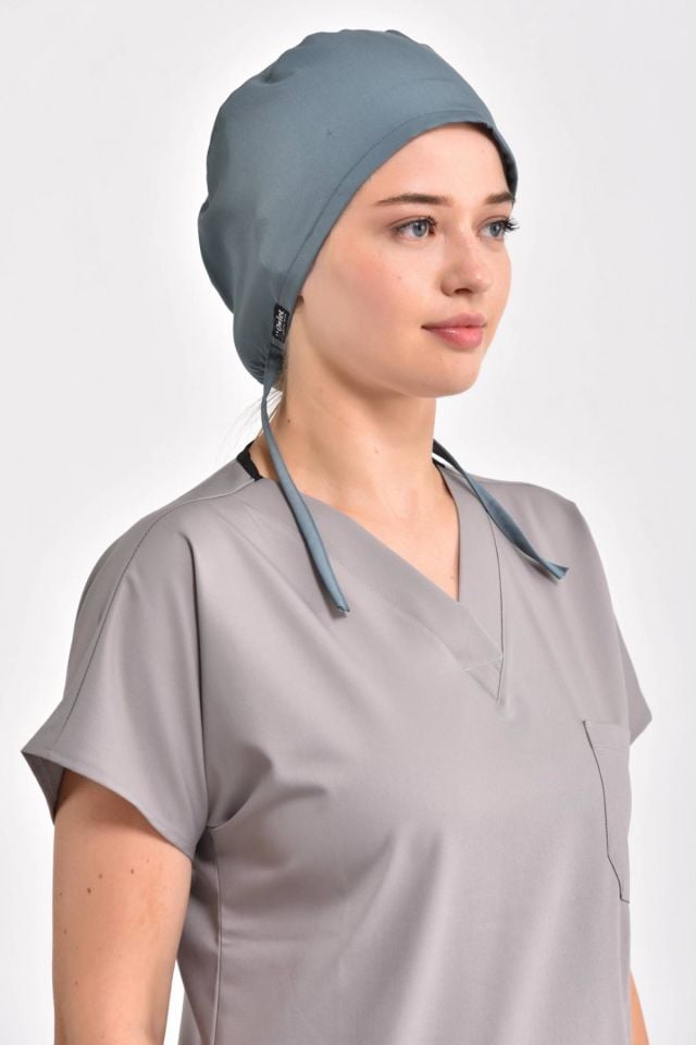 Likralı Antrasit Mavi Cerrahi Bone