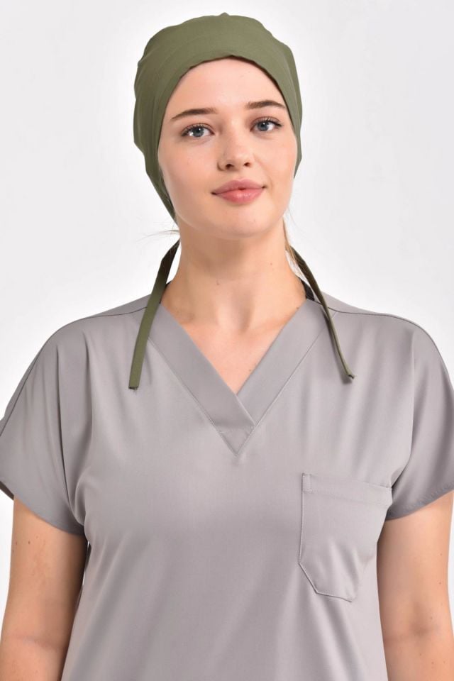 Likralı Asker Yeşili Cerrahi Bone