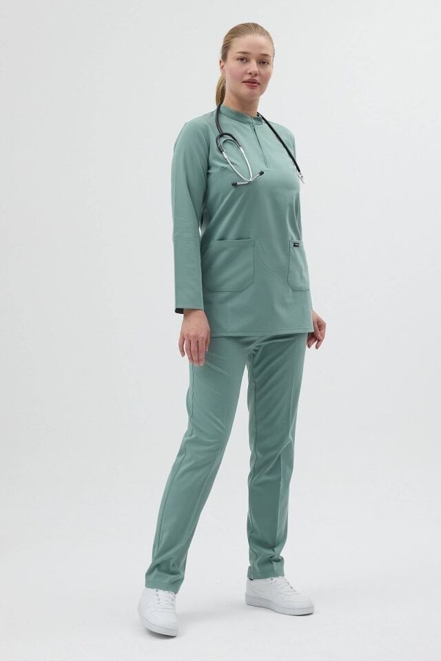 Likralı Mint Yeşili Tunik Boy Takım