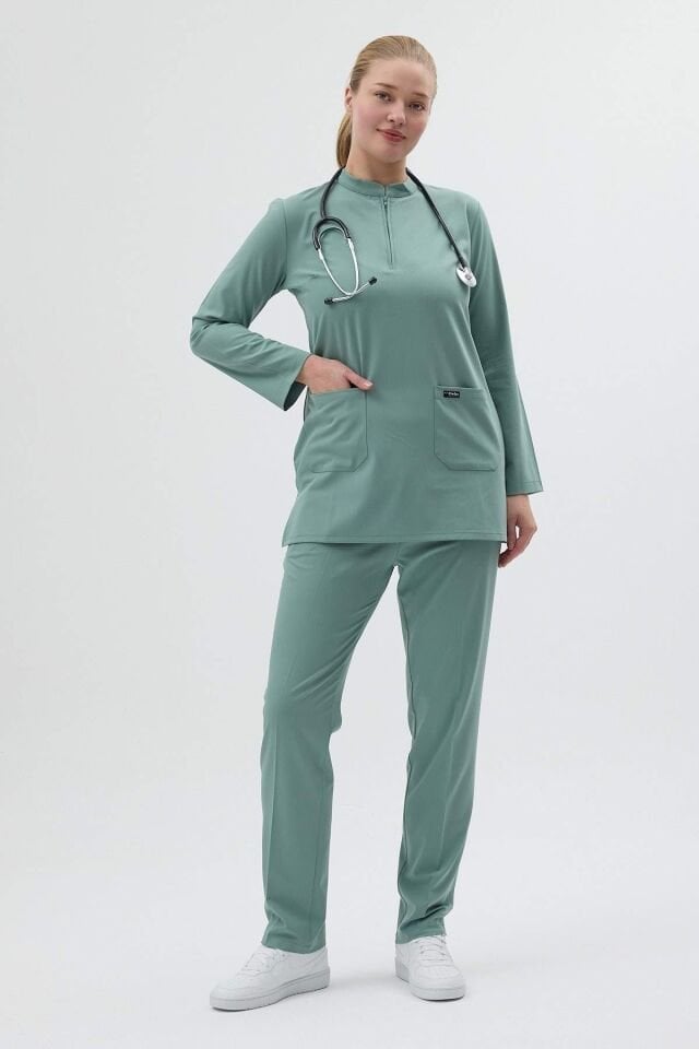 Likralı Mint Yeşili Tunik Boy Takım