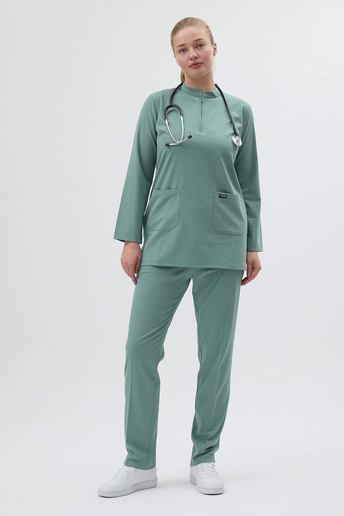 Likralı Mint Yeşili Tunik Boy Takım