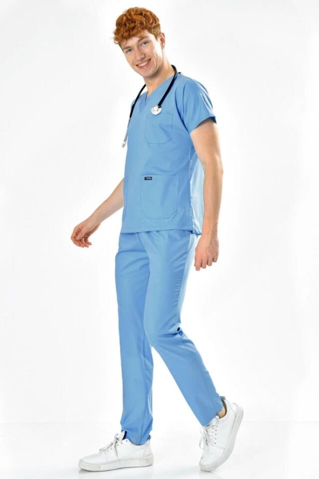 Alaska Mavisi Likralı Scrubs Forma