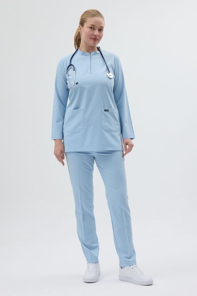 Likralı Bebe Mavisi Tunik Boy Takım