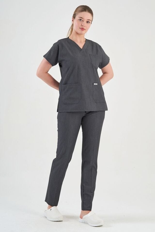 Likralı Kot Görünümlü Füme Cerrahi Takım