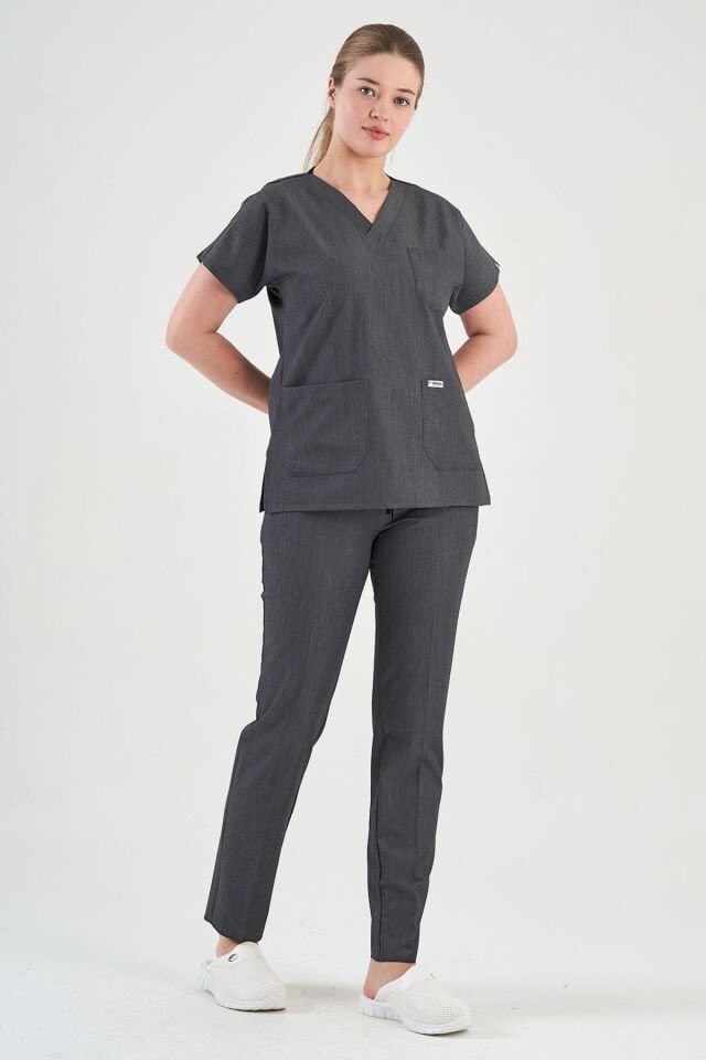 Likralı Kot Görünümlü Füme Cerrahi Takım