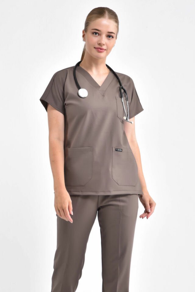 Koyu Vizon Likralı Cerrahi Takım