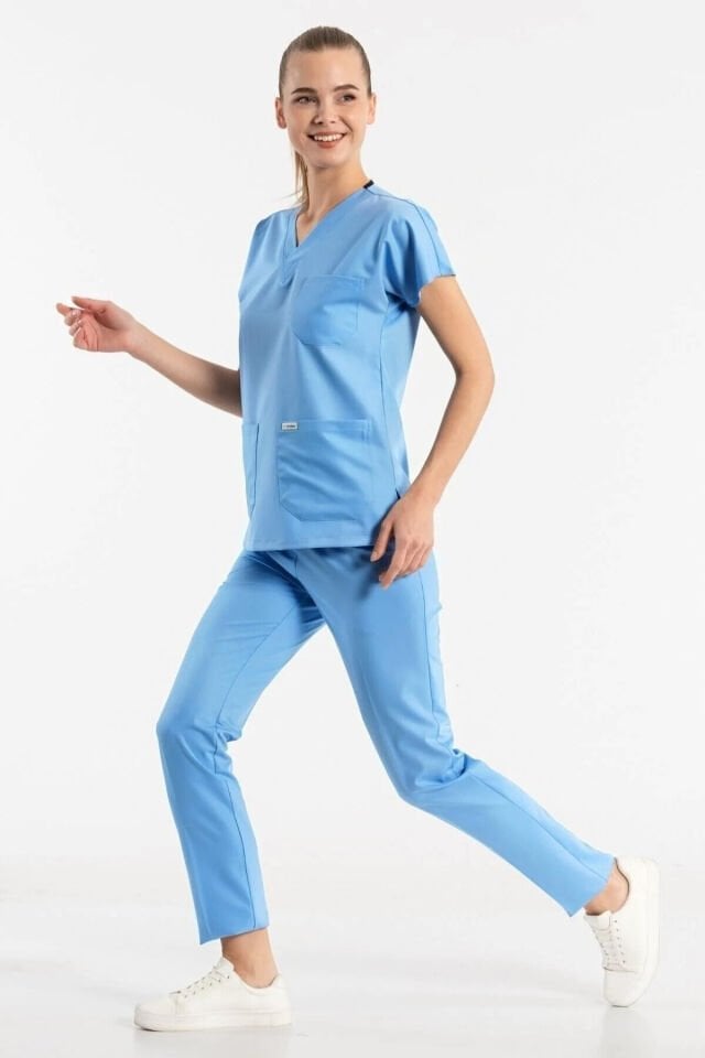 Alaska Mavisi Likralı Scrubs Forma