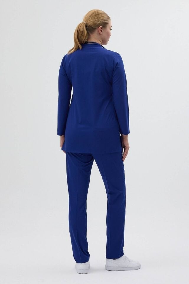 Likralı Saks Mavisi Tunik Boy Takım