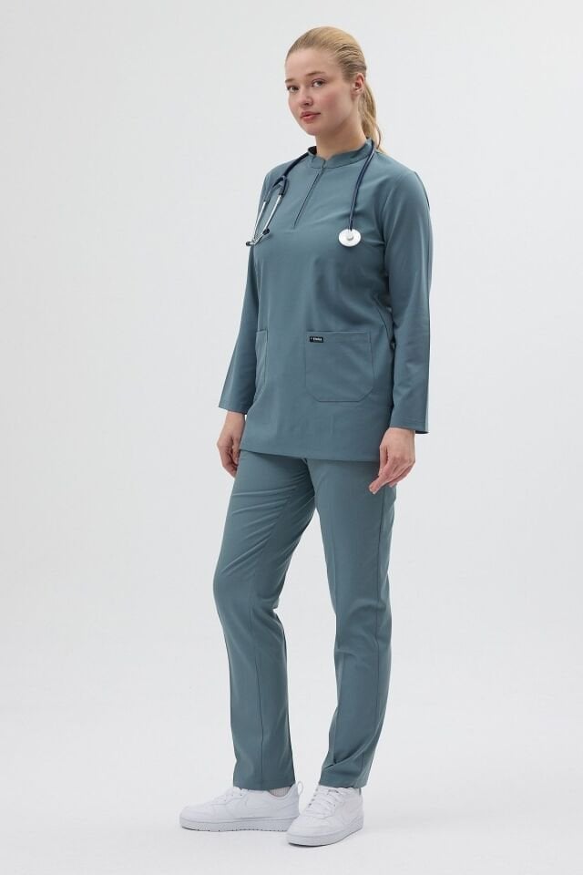 Anthracite Blue Lycra Tunic Set