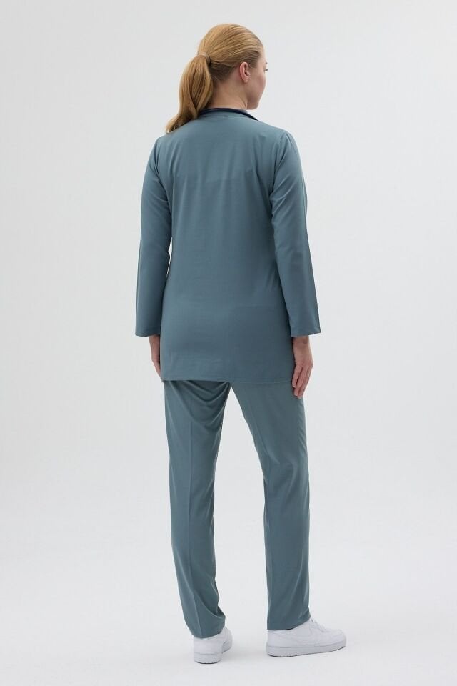 Likralı Antrasit Mavi Tunik Boy Takım