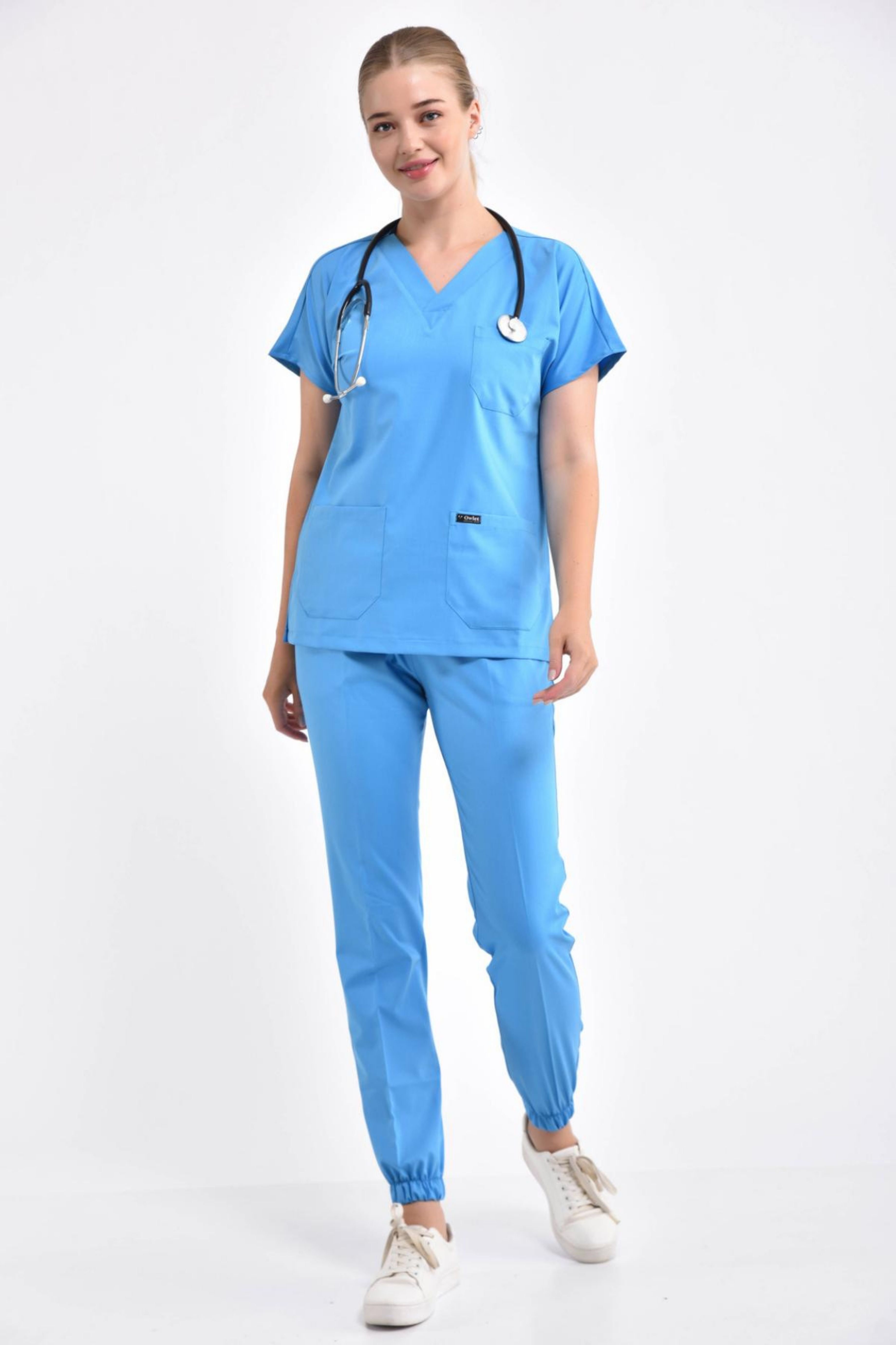 Okyanus Mavisi Paça Lastikli Likralı Takım