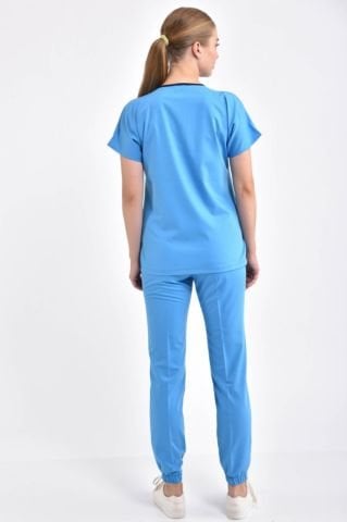 Okyanus Mavisi Paça Lastikli Likralı Takım